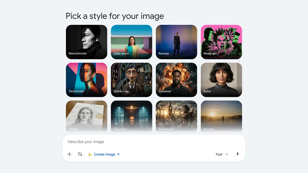 Essayez Nano Banana 2 dans l'application Gemini, en utilisant la nouvelle fonctionnalité de modèles.